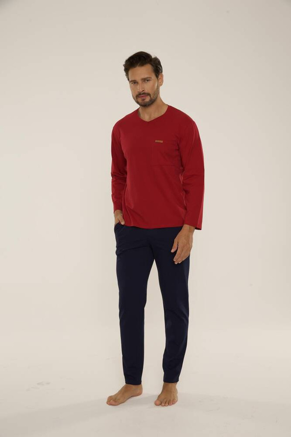 683 Kevin Forex Férfi pizsama - bordó - tengerészkék