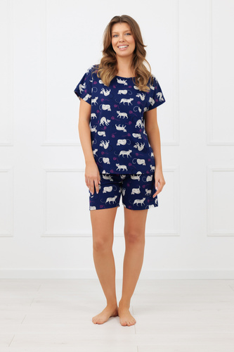 Mimi Italian Fashion női pizsama 100% pamut – rövid ujj, rövidnadrág