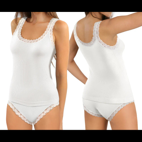 Sesto Senso 6109 női top csipkével varrás nélküli rugalmas kényelmes white