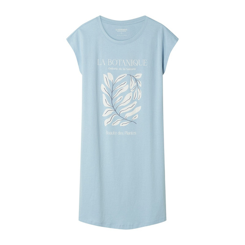 Női hálóing 45183 Estes kék , pamut, rövid ujjú, félig kerek nyakkivágás, bő szabás, laza szabás