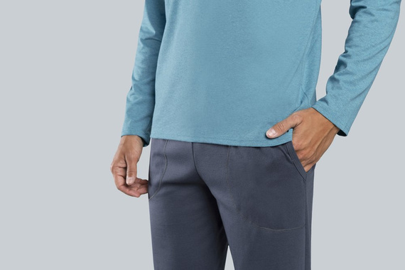 Lion Férfi hosszú ujjú pizsama, nadrág Italian Fashion - piros/grafit