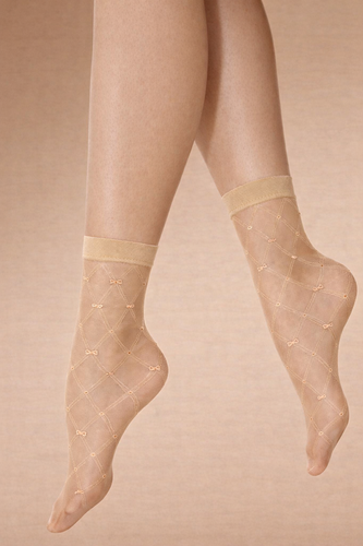 Knittex Hold 20 den női bokazokni – geometrikus mintás zokni naturel