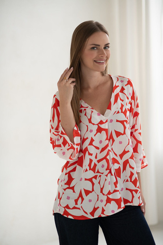 Mamafullness Milk&Love kismama blúz virágos - viszkóz, 3/4 ujjú, oversize