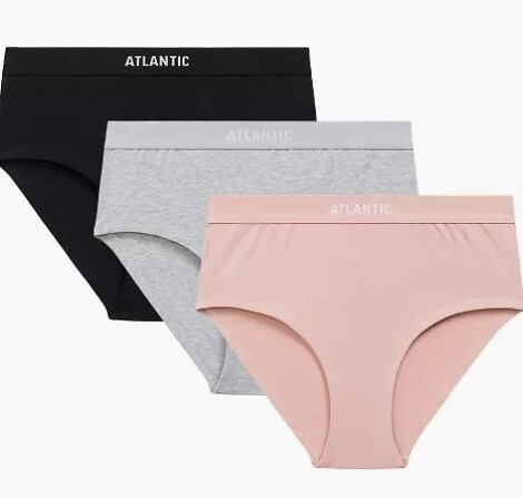 3CLP-009/Z25 Atlantic női bugyi fekete-rózsaszín-szürke - maxi Sport, pamut, 3 db.
