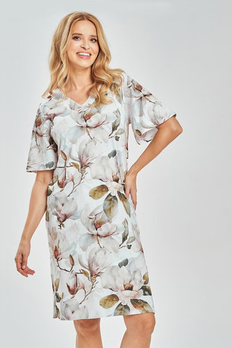 3534 Aphrodite Női hálóing - 100% pamut, V-nyakú, virágmintás, virágmintás