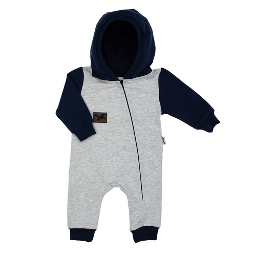 219271 Willy melegítőnadrág Nicol - szürke és tengerészkék, kapucnival és cipzárral