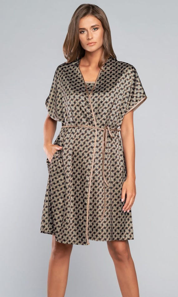 Ellipse rövid ujjú fürdőköpeny olasz divat - barna