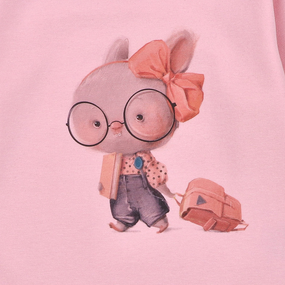 KAR-3011 Lányok hosszú ujjú blúz Lagarto Verde rózsaszín - stílusos, pamut, lengyel gyártmányú