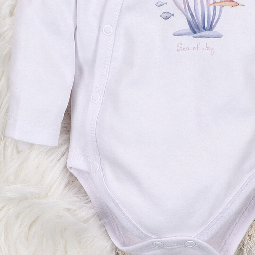 ABN-5472 Underwater World hosszú ujjú, borítékolható bodysuit Nini fehér - organikus pamut, csecsemők számára