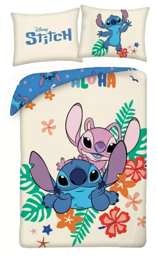 Lilo and Stitch Kids 12 Halantex pamut ágynemű - 100% pamut, cipzár, súly 115 g/m²