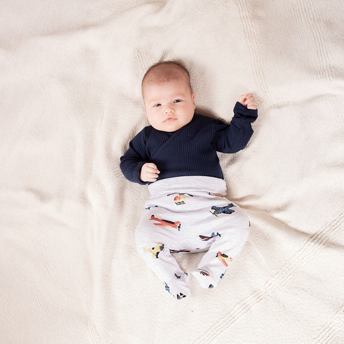 219096 Willy Nicol baba bodysuit pamut tengerészkék bordás kigombolva - hosszú ujjú