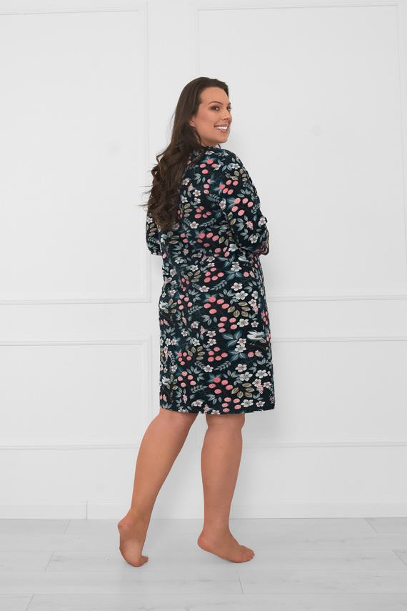 Női 3/4 ujjú pamut hálóing Lucja - virágmintás Olasz divat