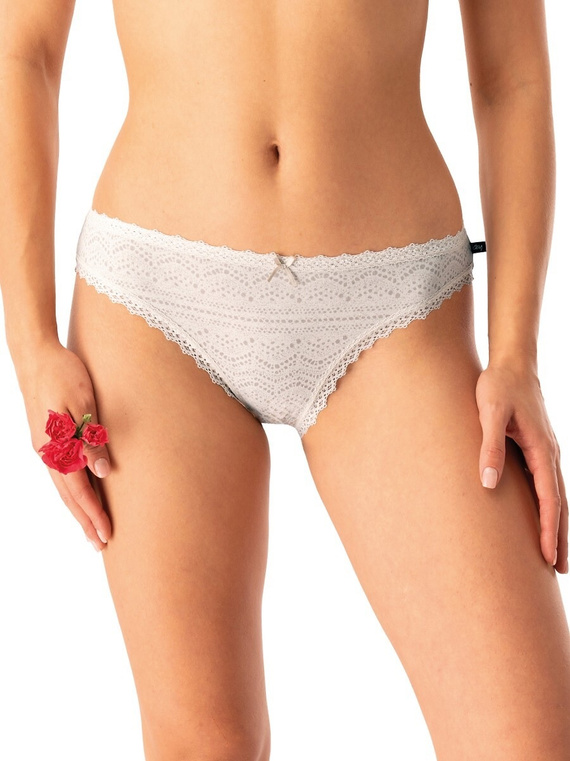 Női bugyi LPR 752 B25 Key szürke bézs pamut, 2 csomag dobozban, kényelmes és klasszikus