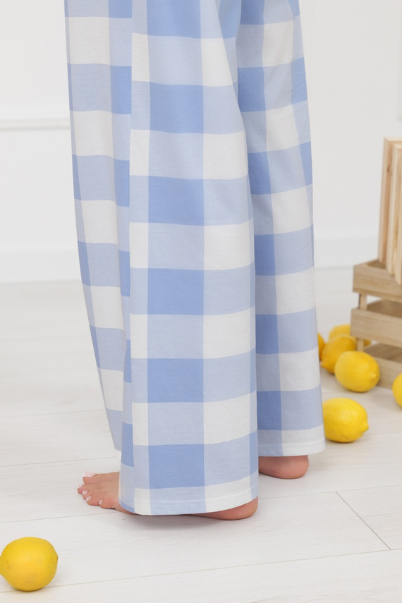 Mika női nadrág Italian Fashion 100% pamut bő szár kockás
