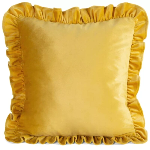 Brenda 45x45 zsályazöld bársony párnahuzat fodorral mustard