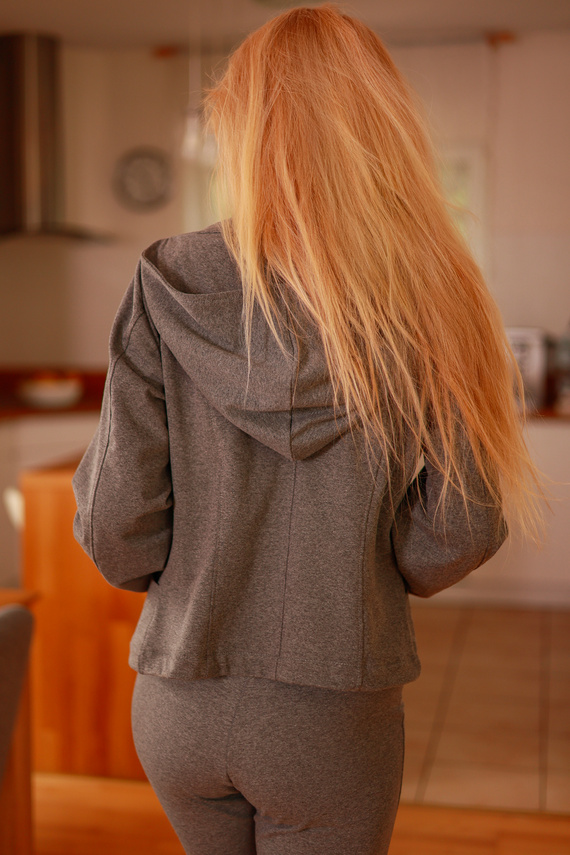 Adela - női kapucnis kabát, 95% pamut 5% elasztán | lengyel márka Mirale - szürke