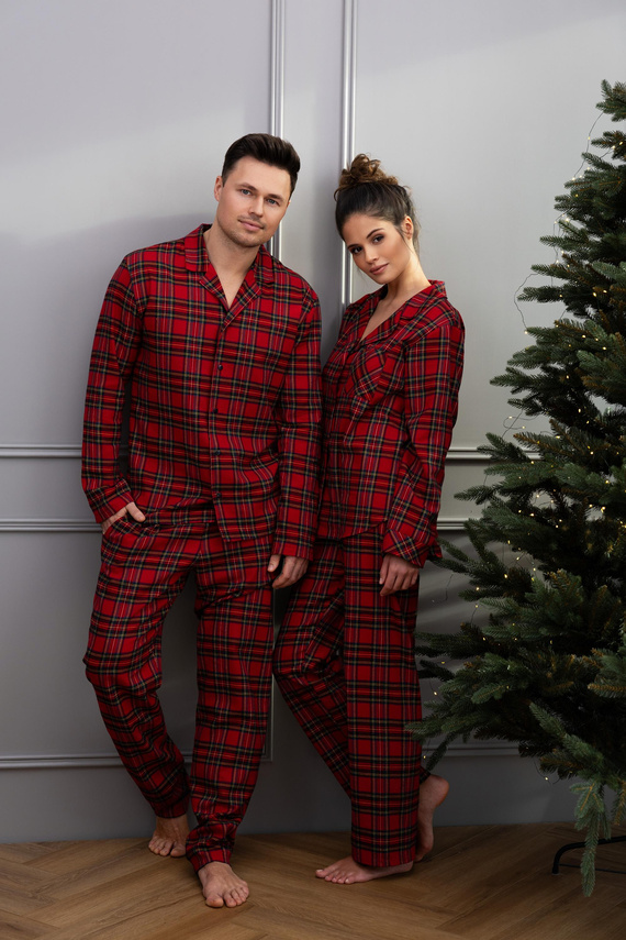 Dayana Sensis női pizsama - flanel, hosszú, kockás