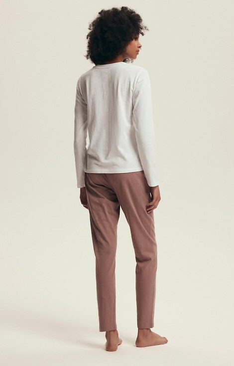 43701 Delanie Henderson női pizsama poros rózsaszín - pamut, hosszú ujjú, hosszú nadrággal