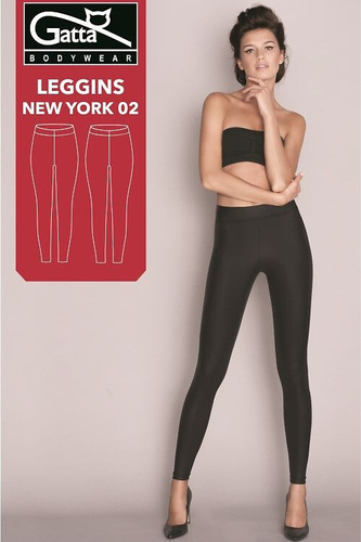 44123 Leggings New York 02 Gatta Black - Átlátszatlan műbőr leggings, Matowe, sziluett modellezés