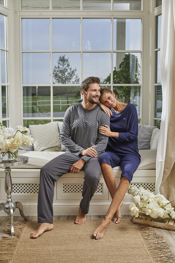 Song Női pizsama 3/4 ujjú, 3/4 nadrág olasz divat - sötétkék