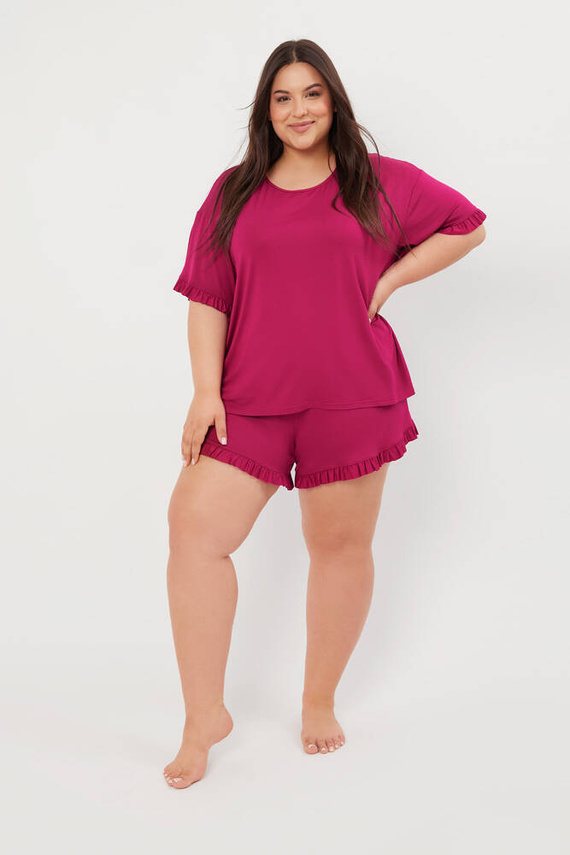 Stílus Női rövid ujjú pizsama, rövidnadrág Olasz divat - bor