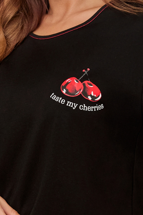 Cherry Női rövid ujjú pizsama, rövid nadrág Italian Fashion - fekete/print