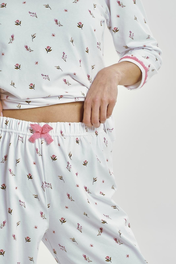 Elodie 3432 Taro női pizsama fehér pamut 3/4 ujjú kényelmes