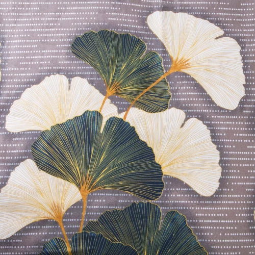 31510/2 Flanelove ágynemű Darymex bézs zöld ginkgo levelek szett, 100% pamut, meleg és puha