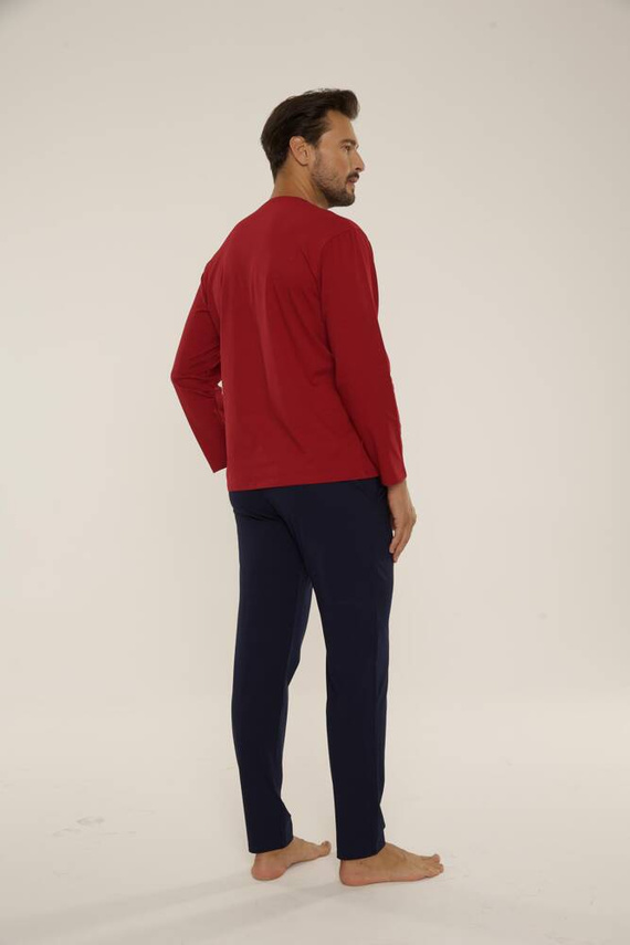 683 Kevin Forex Férfi pizsama - bordó - tengerészkék