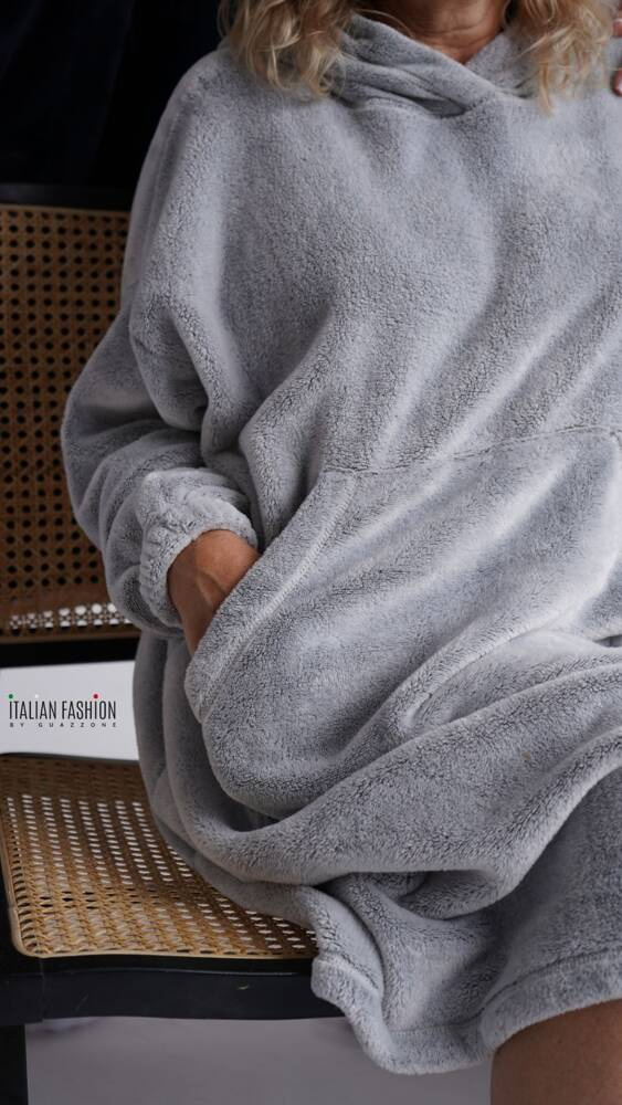 Forio kapucnis takaróblúz unisex olasz divat - szürke