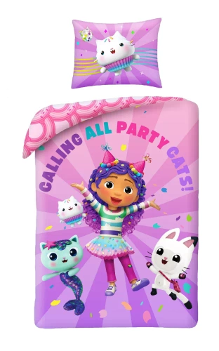 Gabi Cat House Halantex baba ágynemű - rózsaszín, szett