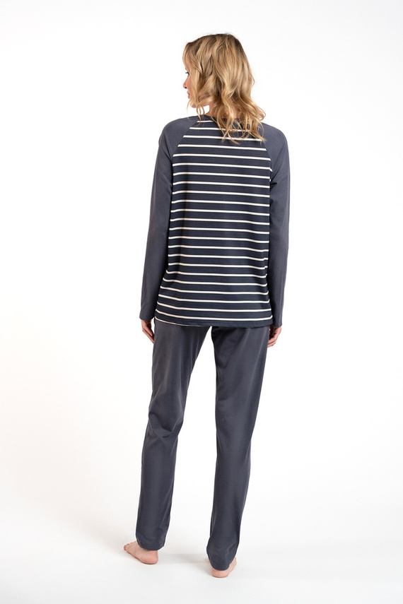 Oda Női pizsama hosszú ujjú, hosszú nadrágos olasz divat - grafit/grafit nyomtatás