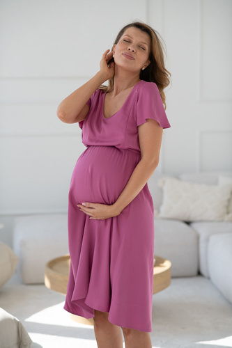 Lovely Dress Midi kismama és szoptatós ruha 100% viszkóz Milk&Love rose