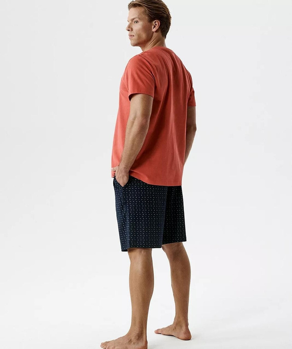 Atlantic NMP-400 férfi nyári pizsama piros 100% pamut – kényelmes