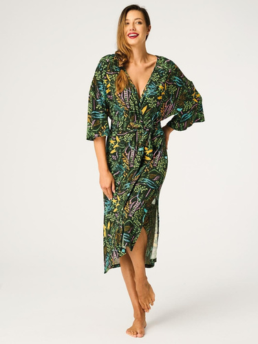 Key LGL 574 Zöld – Női köntös 95% viszkózból, mintás