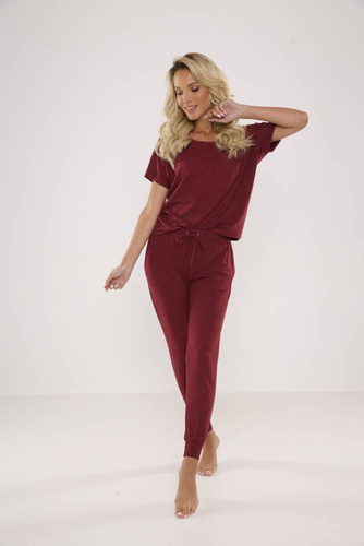 524 Paula női pizsama De Lafense - bordó színű