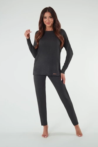 Akord Női szett hosszú ujjú, hosszú nadrág olasz divat - sötét melange