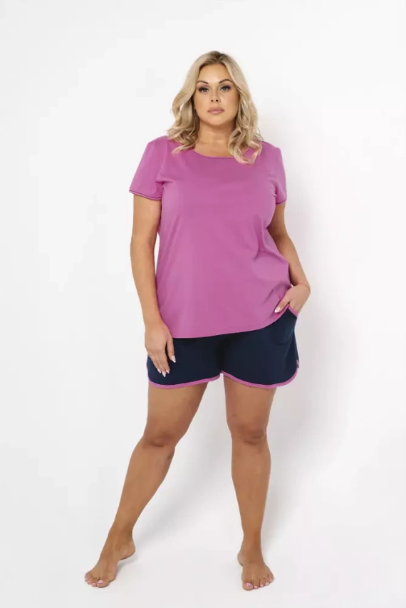 Ontega Női rövid ujjú pizsama, rövidnadrág Italian Fashion- amarant/ sötétkék