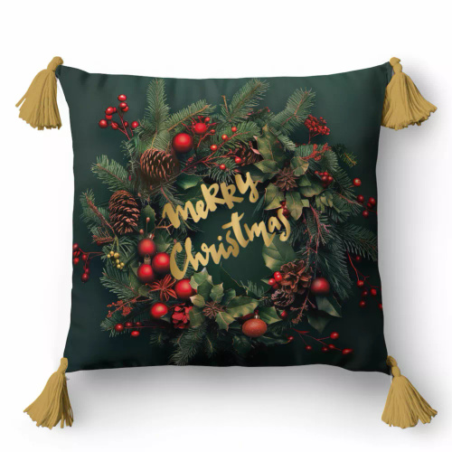 5377 Boldog karácsonyt dekoratív karácsonyi dekoratív párnahuzat Detexpol- zip