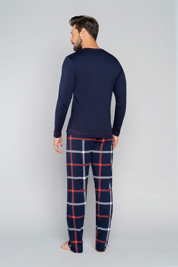 Horton Férfi hosszú ujjú pizsama, hosszú nadrág Italian Fashion - tengerészkék/print