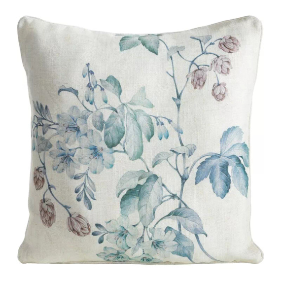 Vászon 41 Eurofirany díszpárnahuzat | Természetes zöld, levél mintával