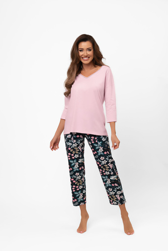 Női pamut pizsama Marisal - 3/4 blúz, 7/8 nadrág Olasz divat
