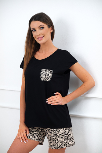 Birma Női rövid ujjú pizsama, rövid nadrág Italian Fashion - fekete