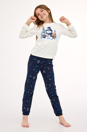 977/189 978/189 Snowy Day Cornette lány pizsama pamut, hosszú ujjú | Meleg és kényelmes
