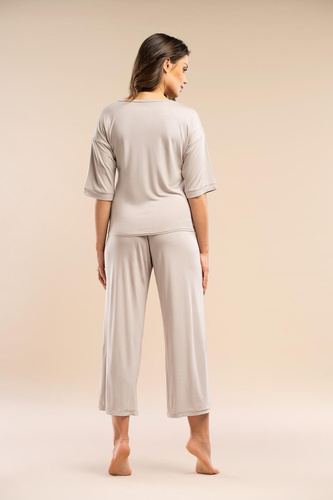 Női pizsama MK34 Only You bézs Belle Reverie - viszkóz, rövid ujjú, könnyű és érzéki