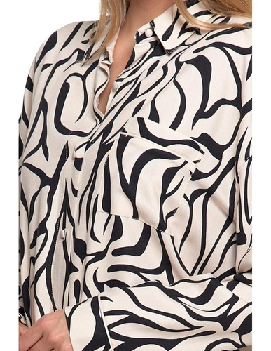 PDK4800-003 Moraj krémszínű hálóing - viszkóz, hosszú ujjú, gombos, gombos