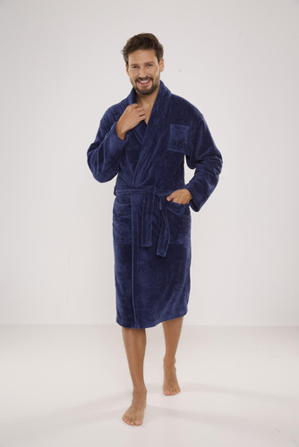 811 De Lafense férfi plüss fürdőköpeny - farmer