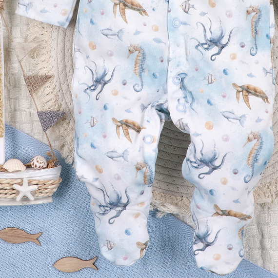 ABN-5450 Sea Of Joy Nini babapizsama - organikus pamut, nyomógombos záródással