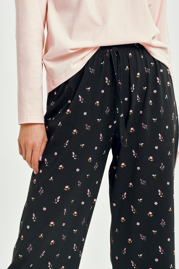 Női pizsama Taro Irene 3457 rózsaszín - hosszú ujjú, 3/4 nadrág, pamut, pamut