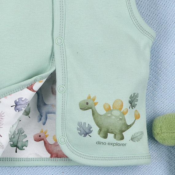 ABN-5575 Dino Explorer Nini mellény - organikus pamut, kényelmes rögzítéssel